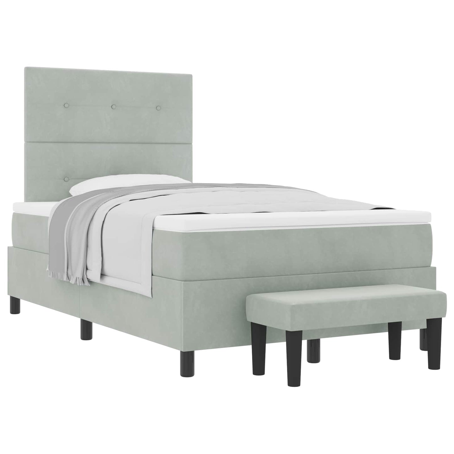 Boxspringbett mit Kopfteil Hellgrau 200 x 120 cm Samt