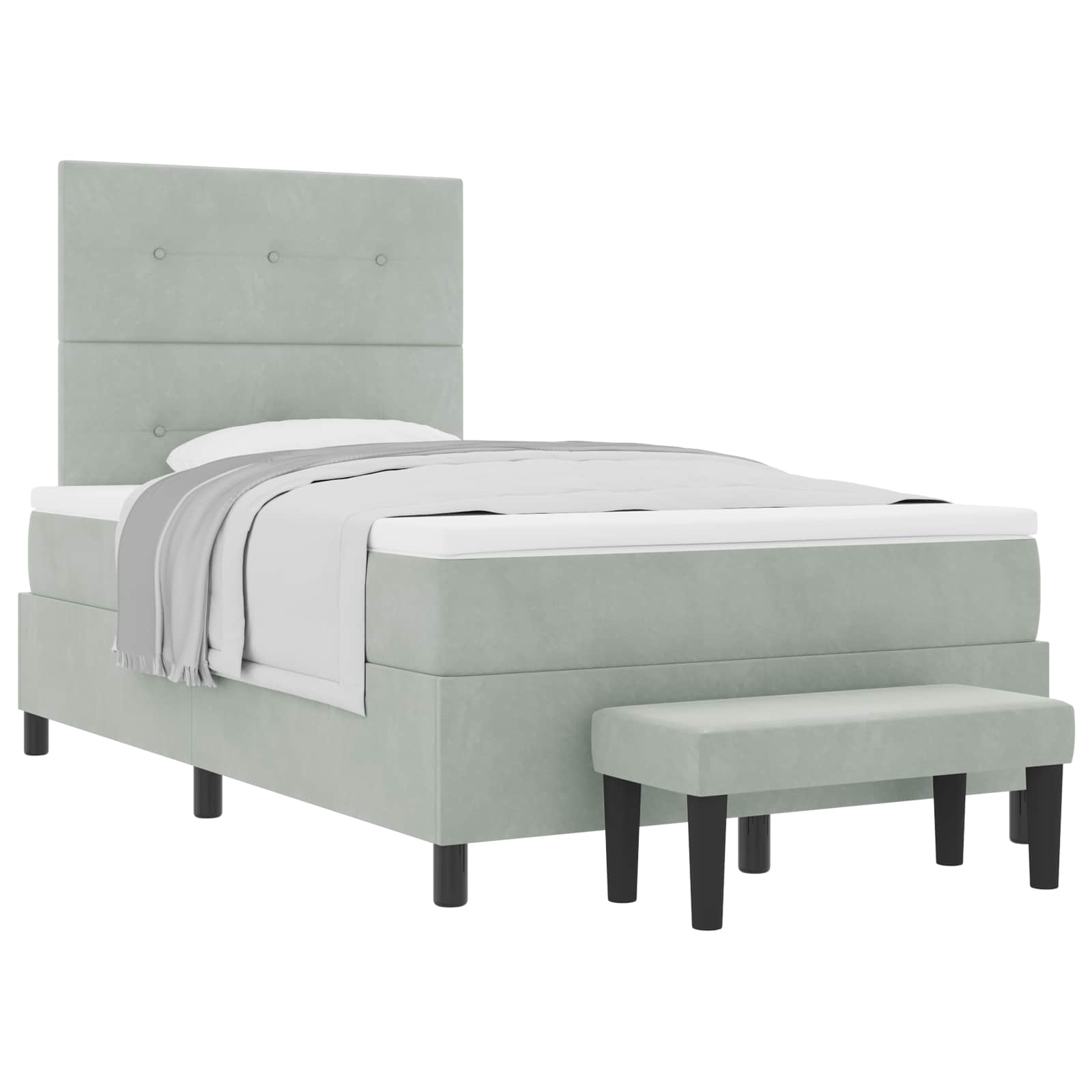 Boxspringbett mit Kopfteil Hellgrau 200 x 120 cm Samt