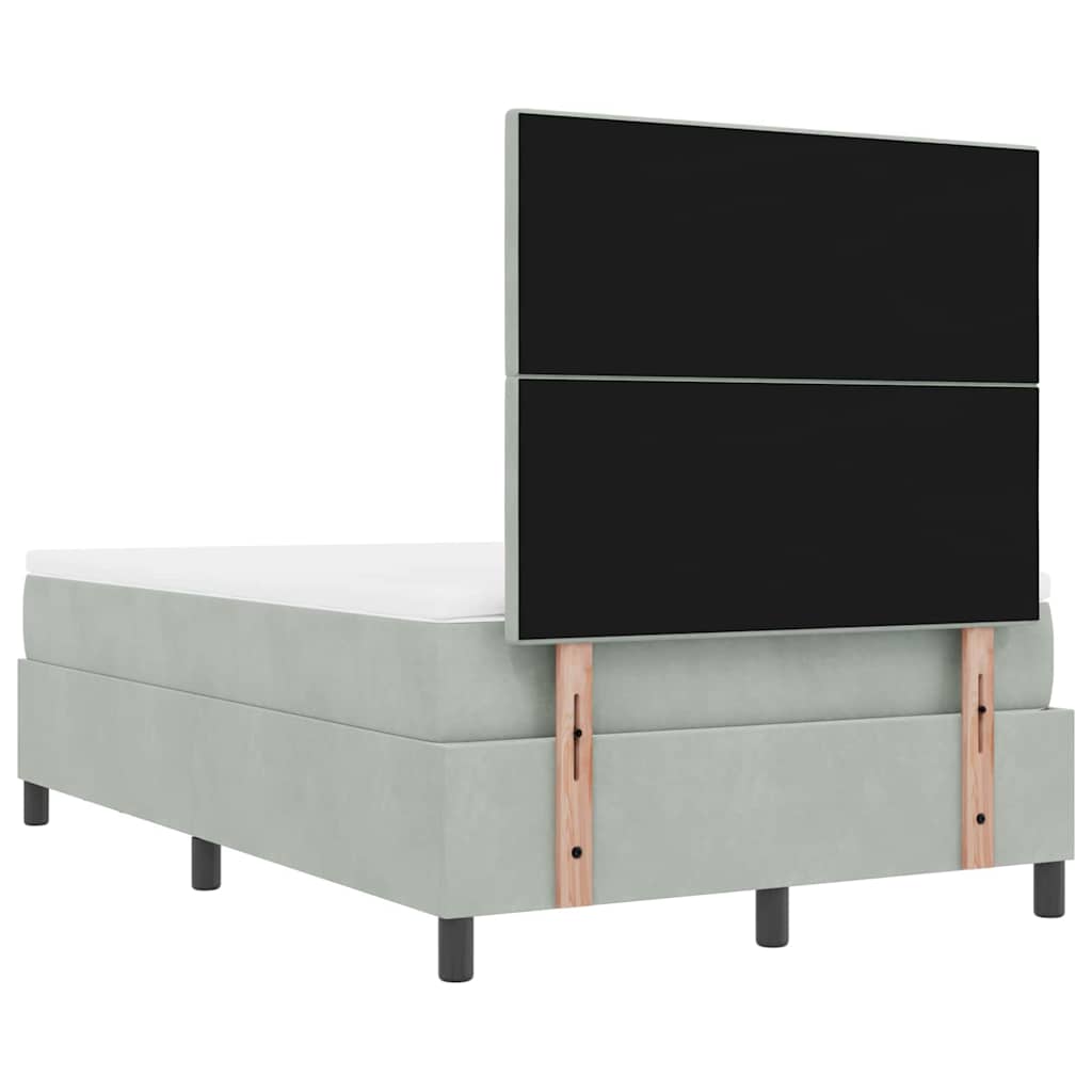 Boxspringbett mit Kopfteil Hellgrau 200 x 120 cm Samt