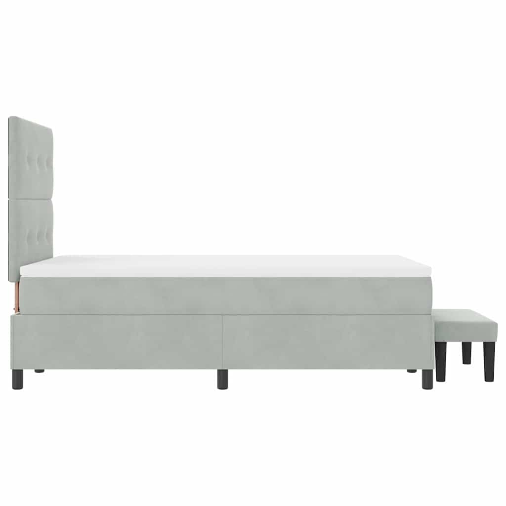 Boxspringbett mit Kopfteil Hellgrau 200 x 120 cm Samt