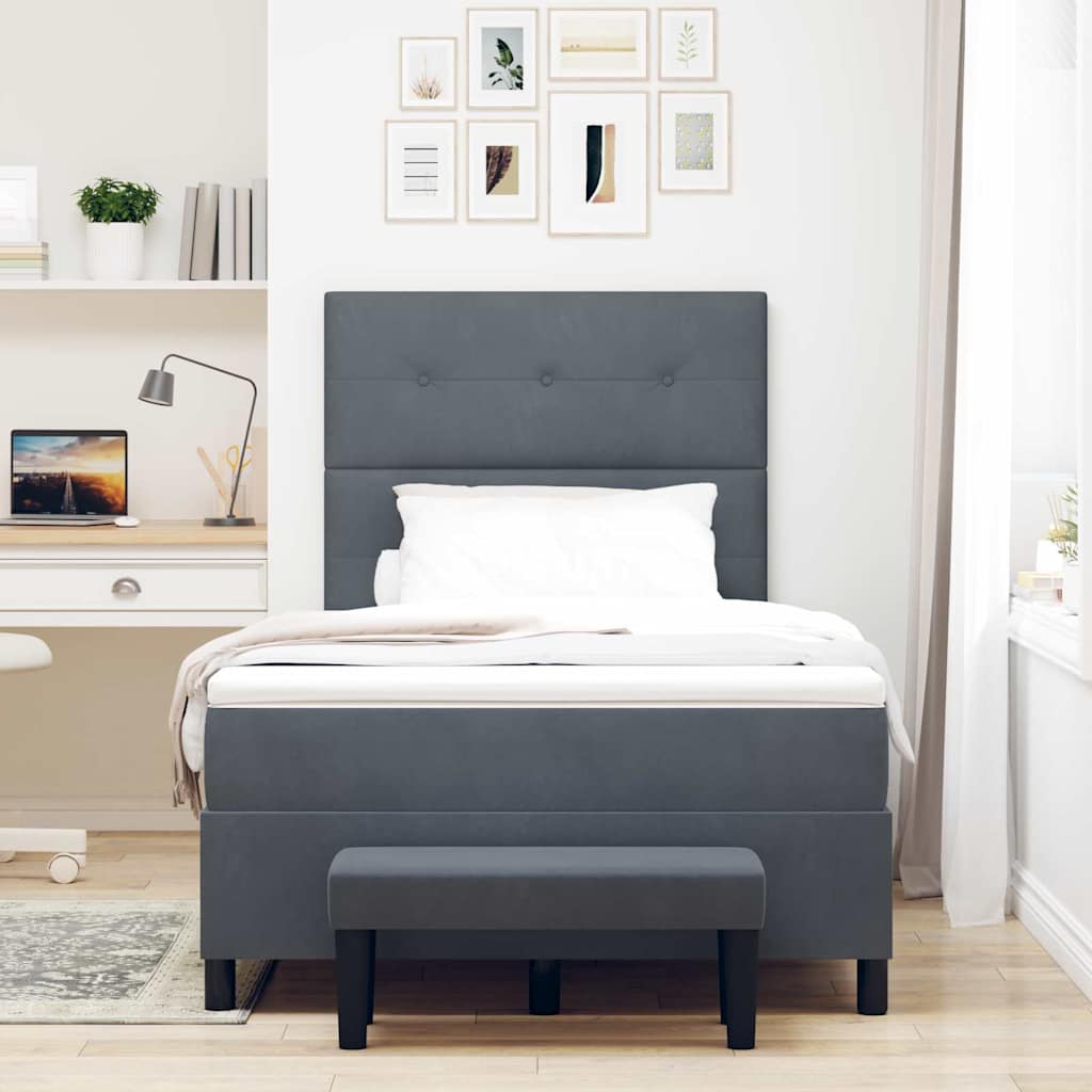 Boxspringbett mit Kopfteil Dunkelgrau 200 x 120 cm Samt