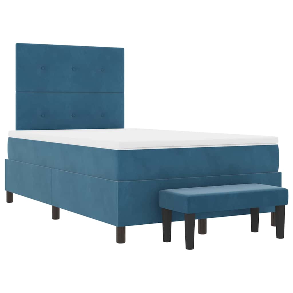 Boxspringbett mit Kopfteil Dunkelblau 200 x 120 cm Samt