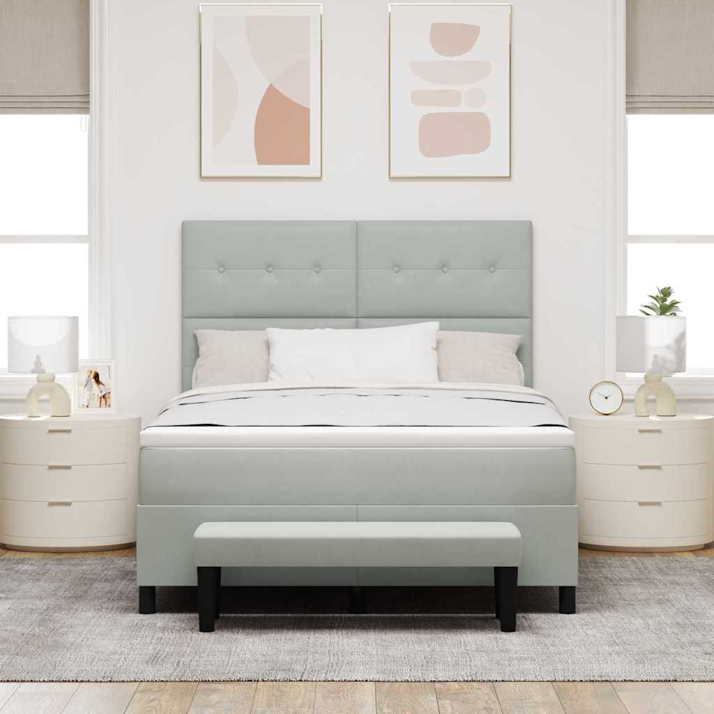 Boxspringbett mit Kopfteil Hellgrau 190 x 140 cm Samt