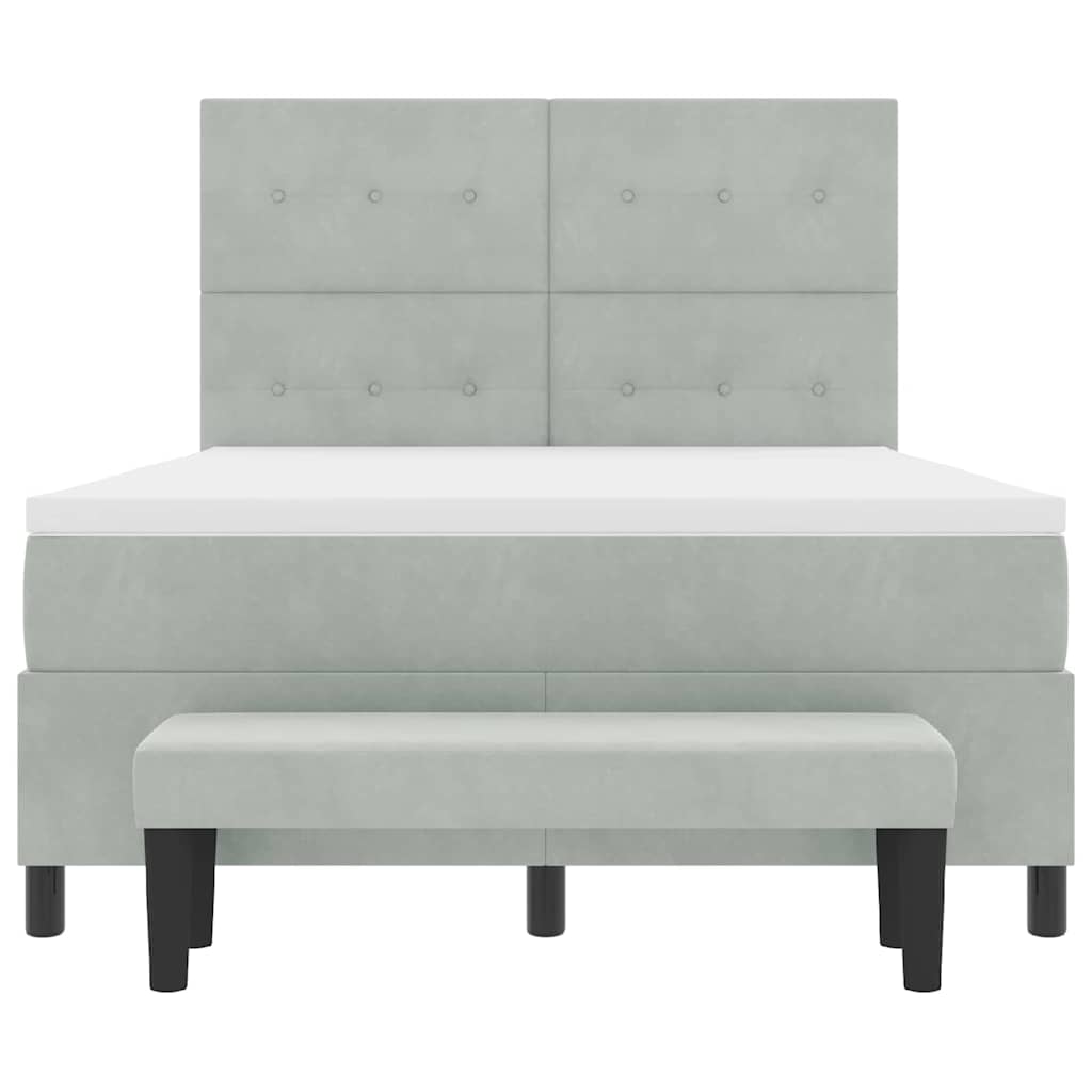 Boxspringbett mit Kopfteil Hellgrau 190 x 140 cm Samt