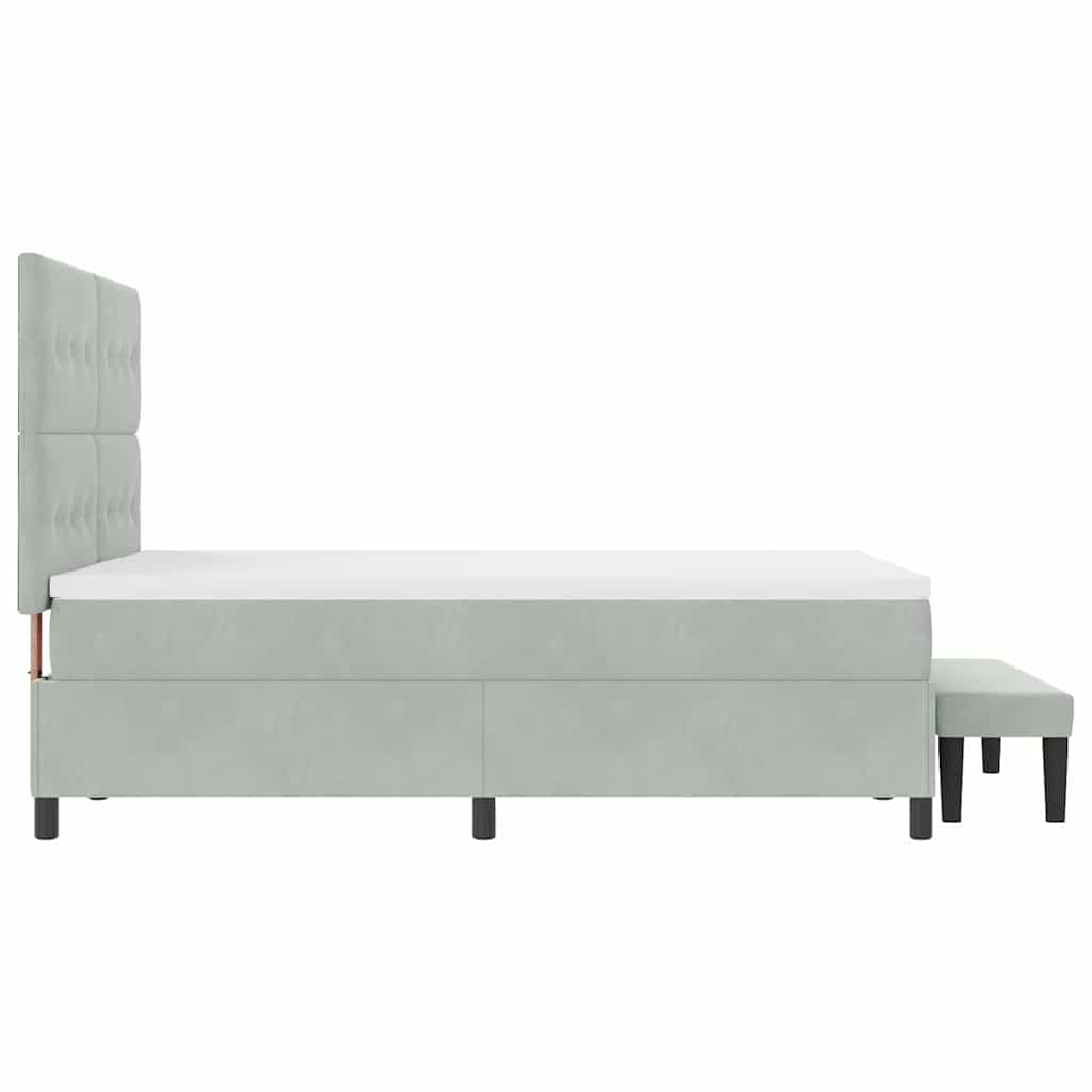 Boxspringbett mit Kopfteil Hellgrau 190 x 140 cm Samt