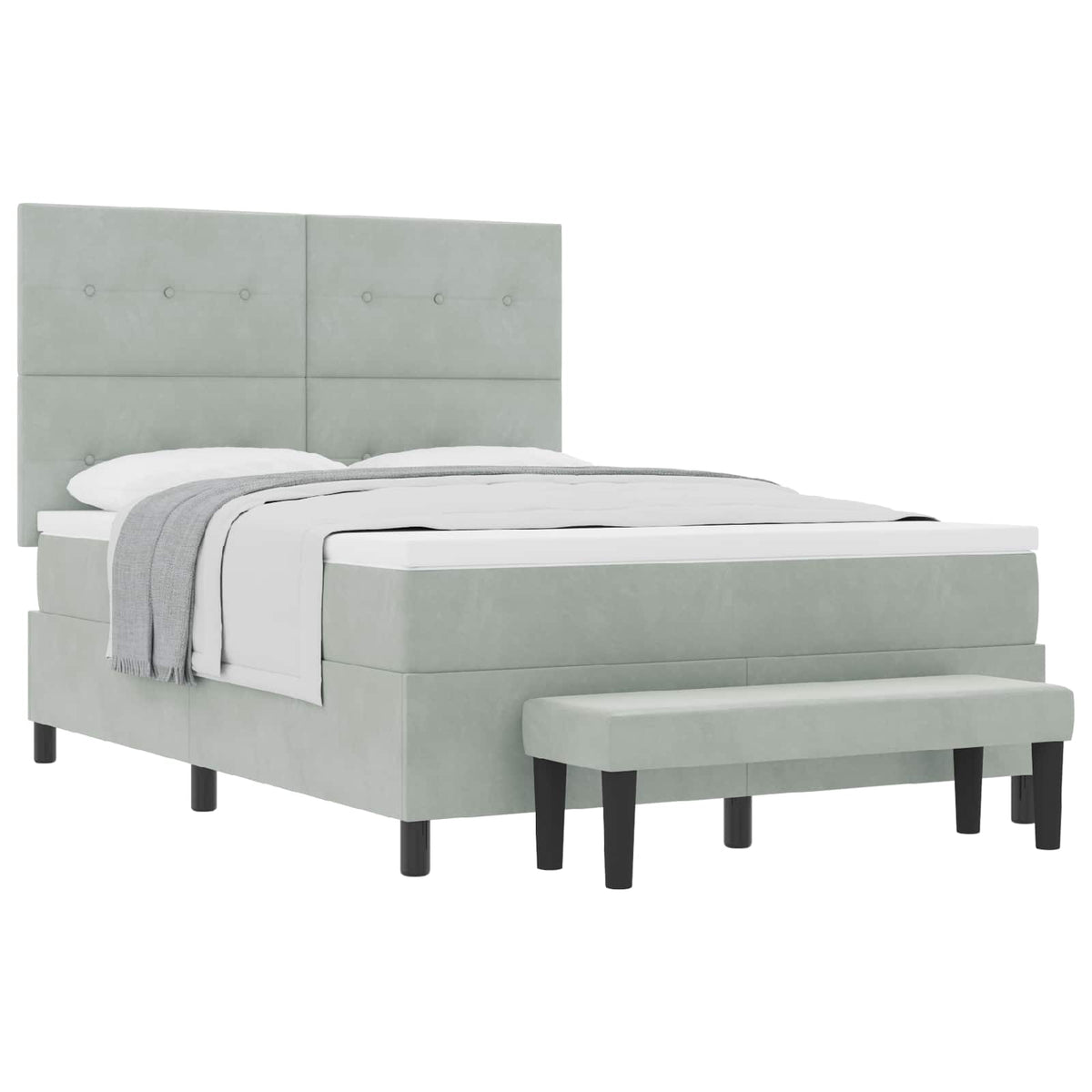 Boxspringbett mit Kopfteil Hellgrau 200 x 140 cm Samt