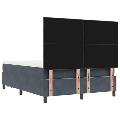 Boxspringbett mit Kopfteil Dunkelgrau 200 x 140 cm Samt