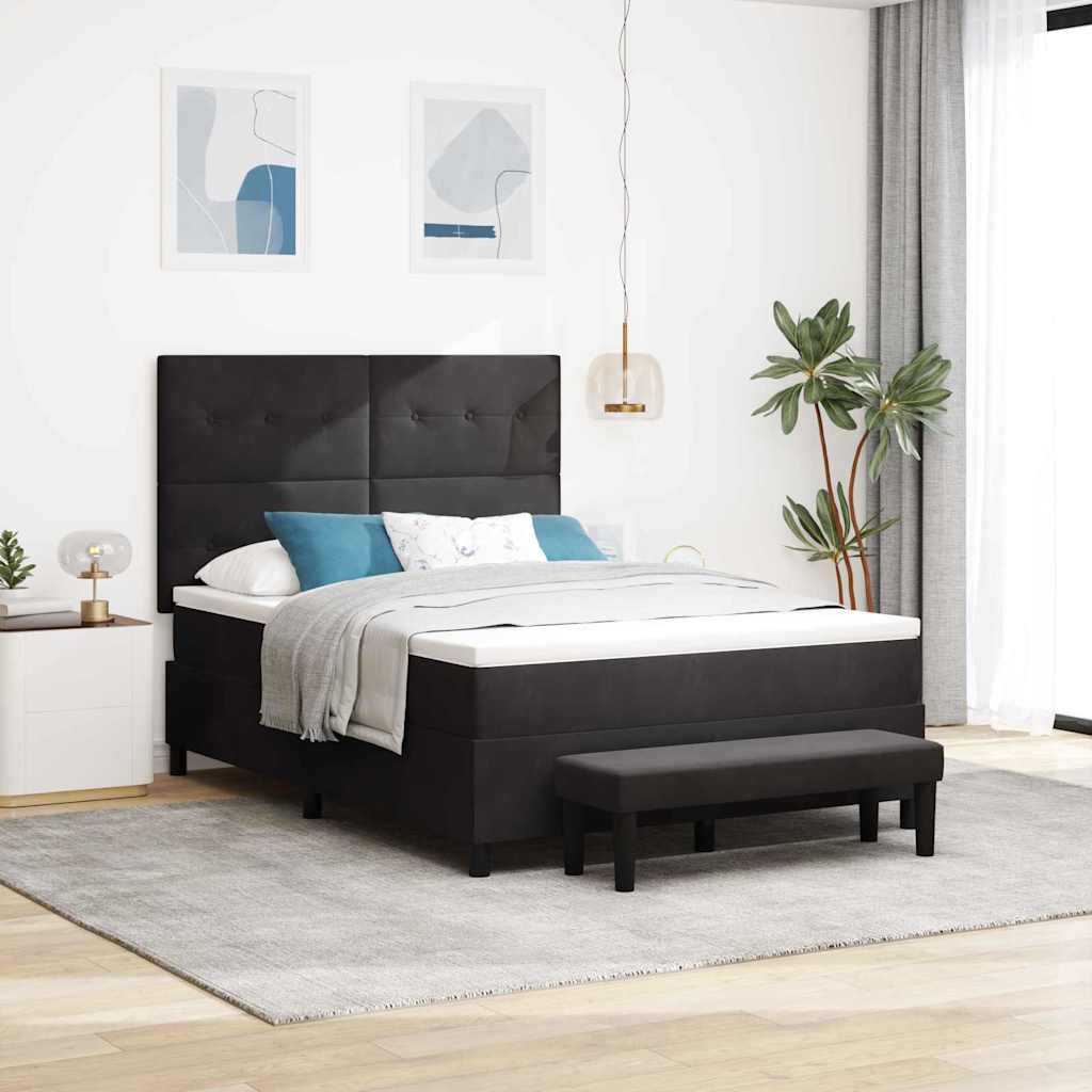 Boxspringbett mit Kissen mit Kopfteil Schwarz 200 x 140 cm Samt