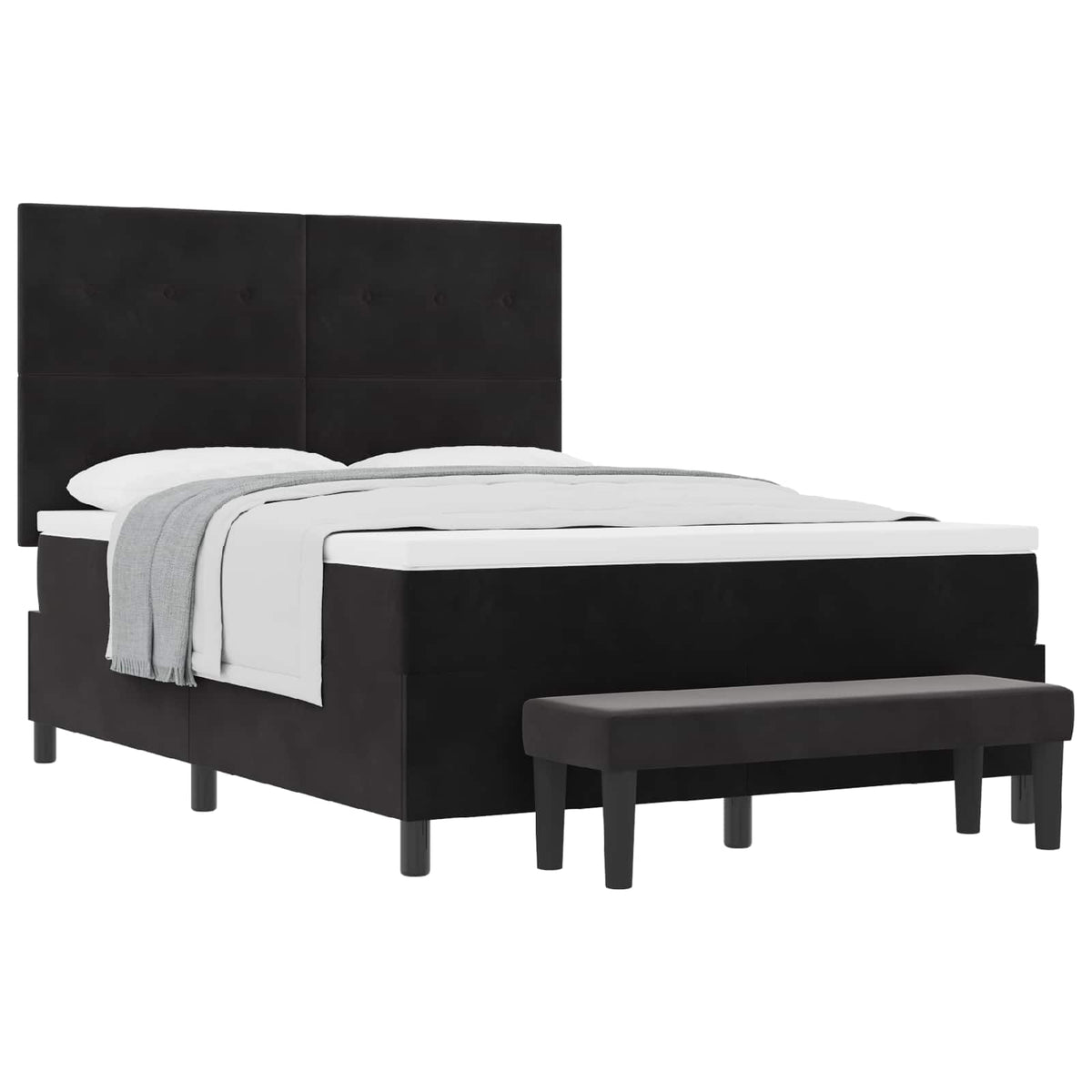 Boxspringbett mit Kissen mit Kopfteil Schwarz 200 x 140 cm Samt