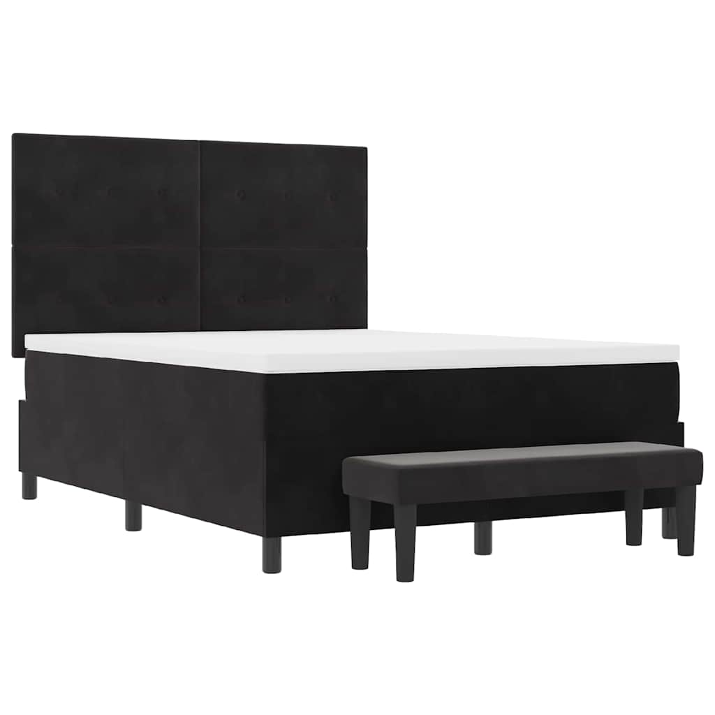 Boxspringbett mit Kissen mit Kopfteil Schwarz 200 x 140 cm Samt
