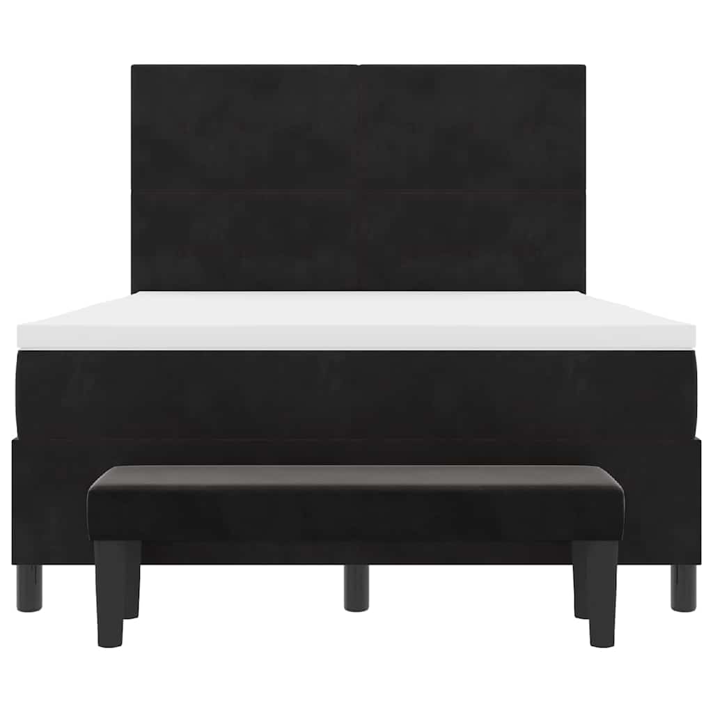 Boxspringbett mit Kissen mit Kopfteil Schwarz 200 x 140 cm Samt