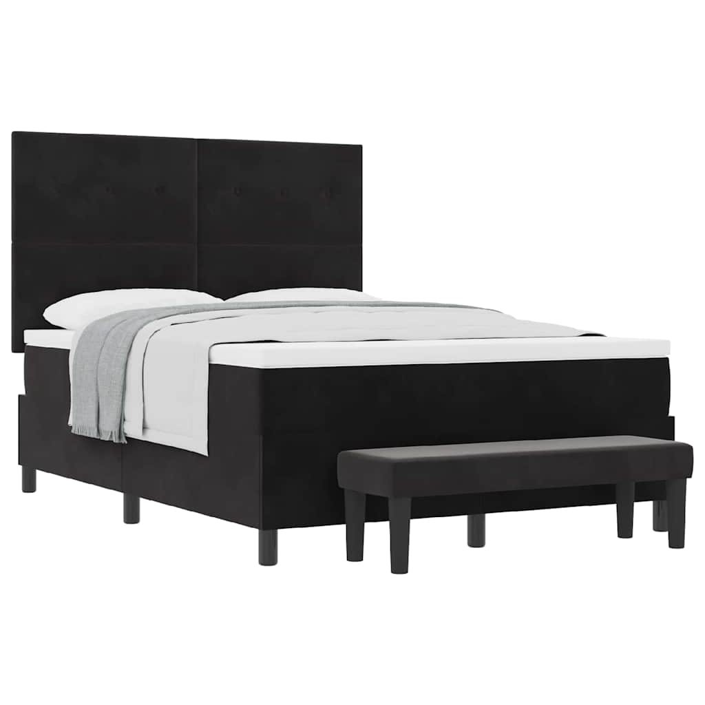Boxspringbett mit Matratze Schwarz 160 x 200 cm Samt