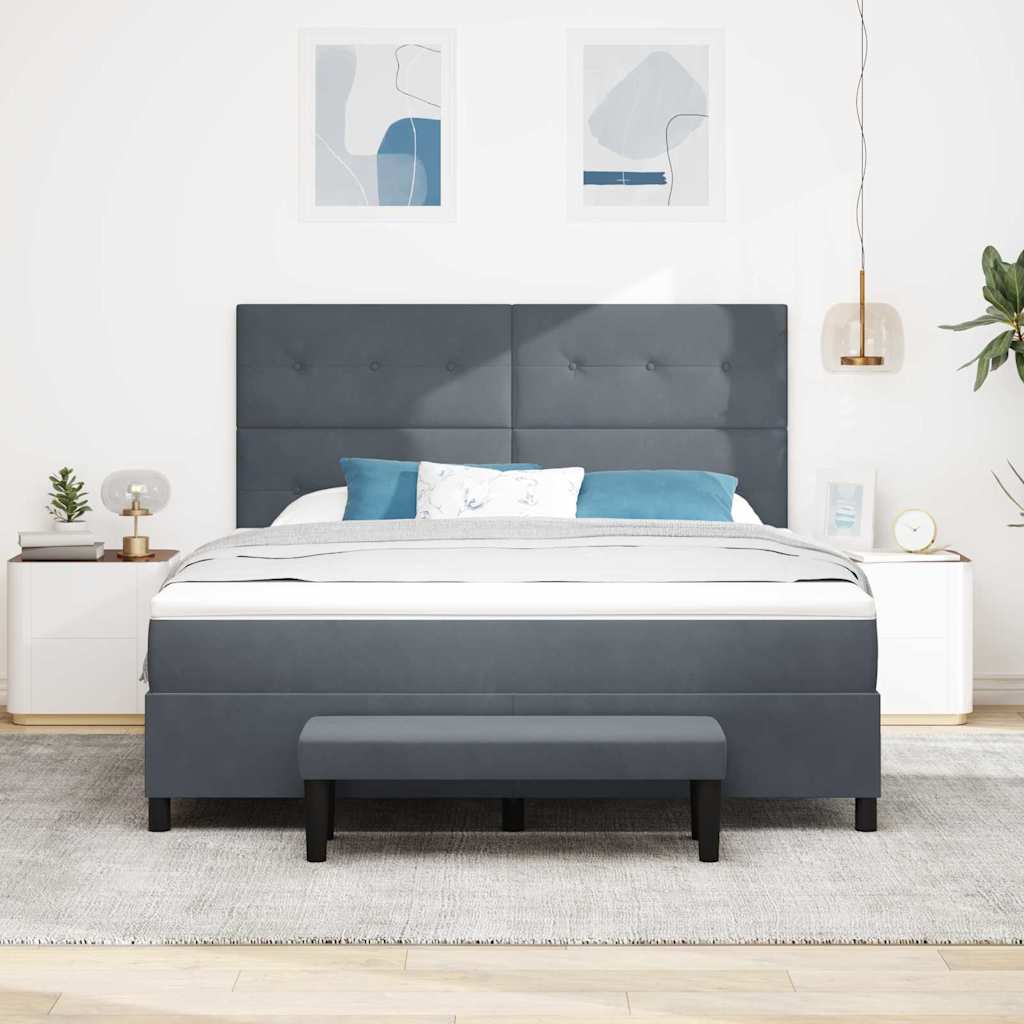 Boxspringbett mit Kopfteil Dunkelgrau 200 x 180 cm Samt