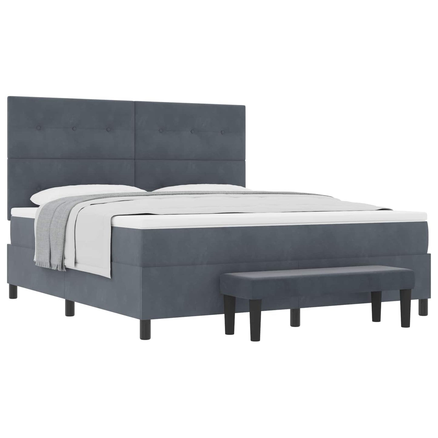 Boxspringbett mit Kopfteil Dunkelgrau 200 x 180 cm Samt