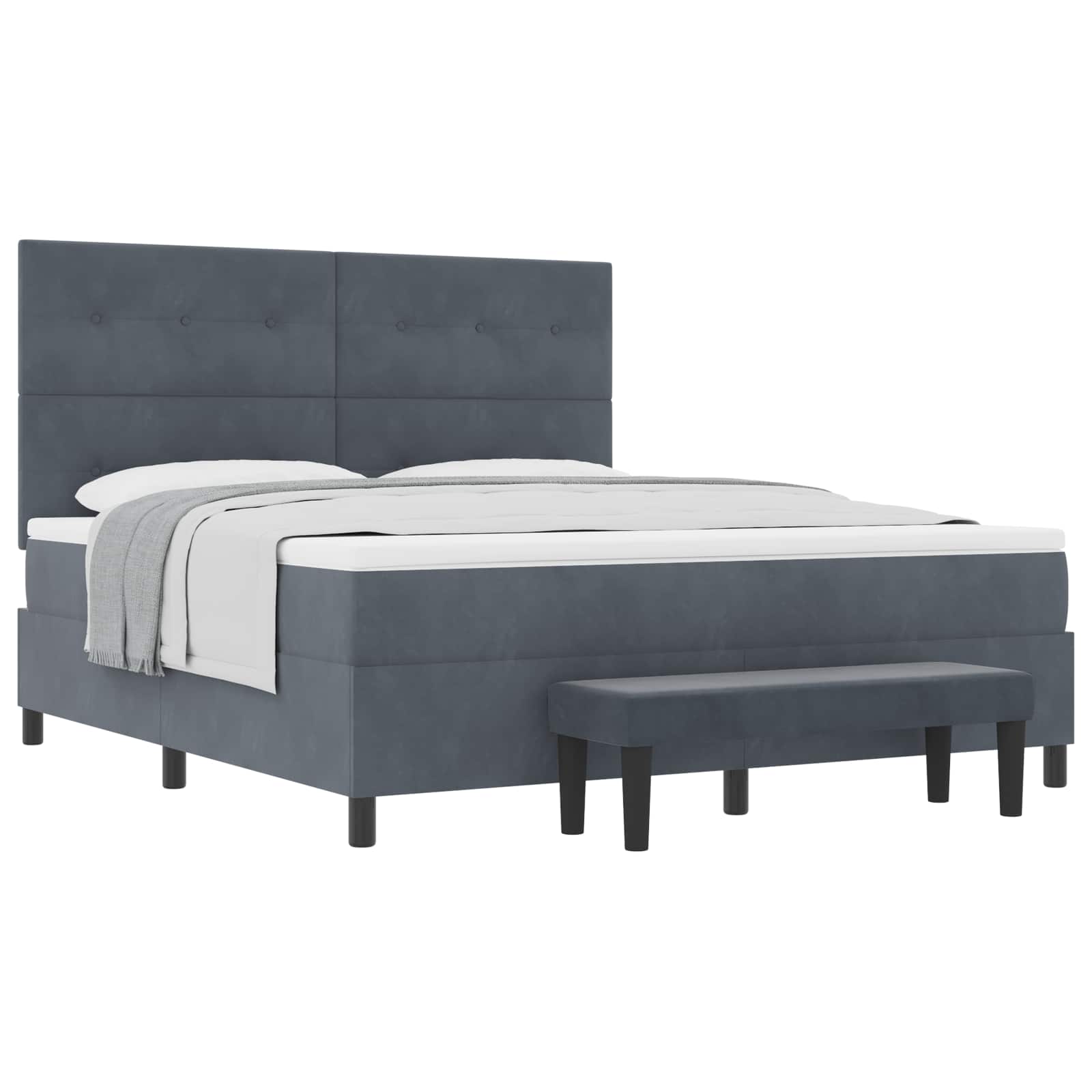 Boxspringbett mit Kopfteil Dunkelgrau 200 x 180 cm Samt