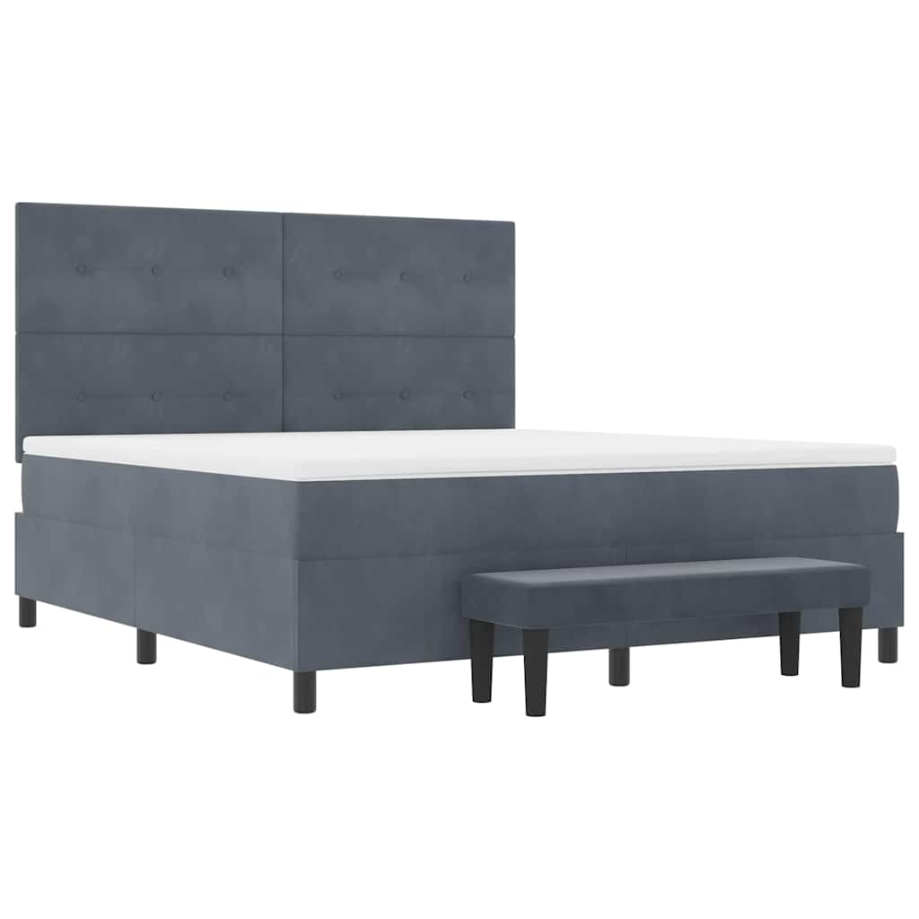 Boxspringbett mit Kopfteil Dunkelgrau 200 x 180 cm Samt