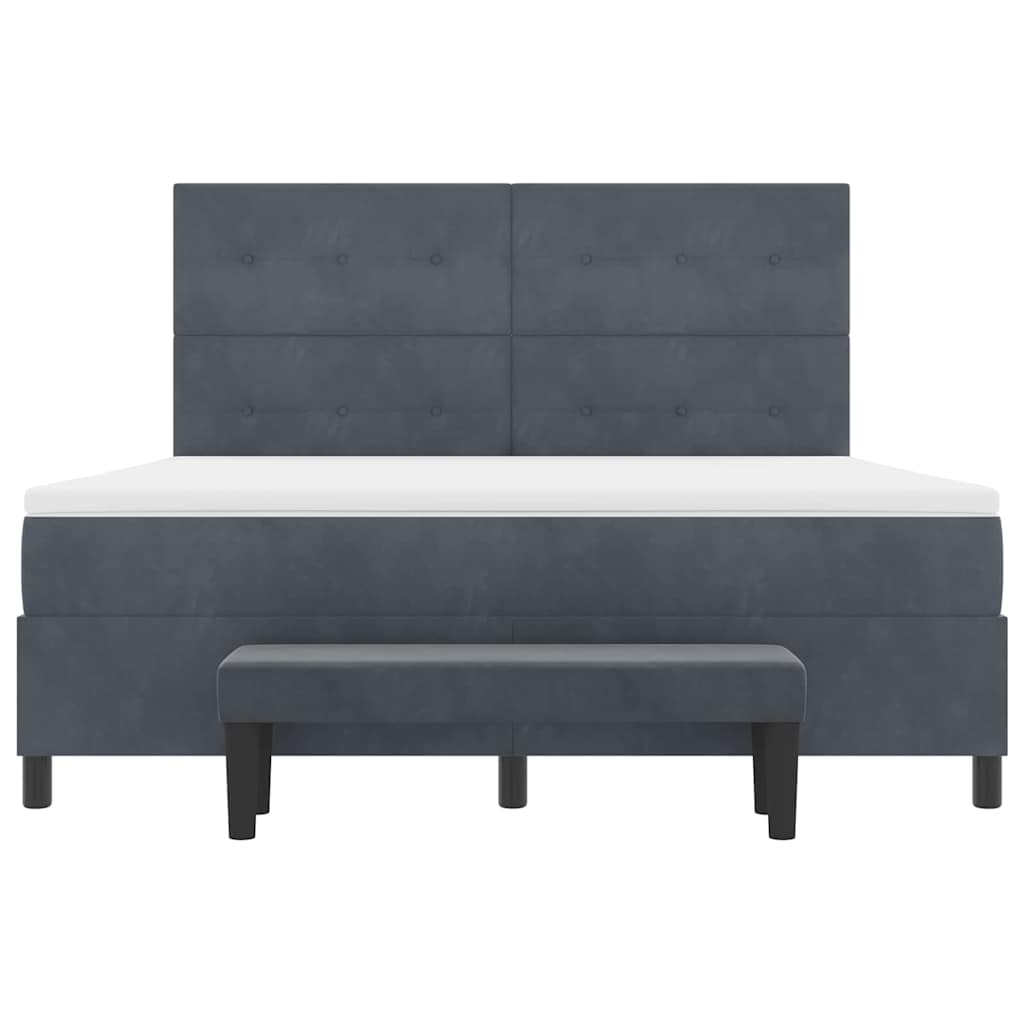 Boxspringbett mit Kopfteil Dunkelgrau 200 x 180 cm Samt