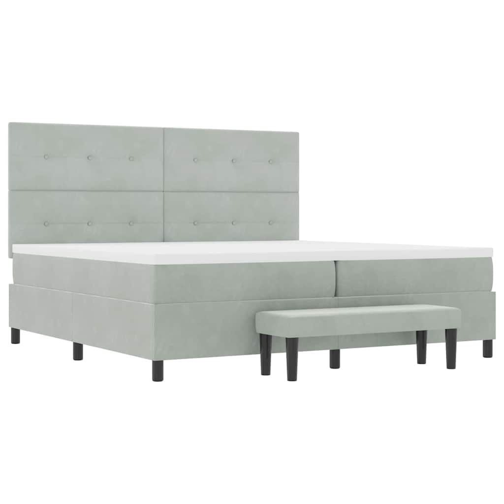 Boxspringbett mit Kopfteil Hellgrau 200 x 200 cm Samt