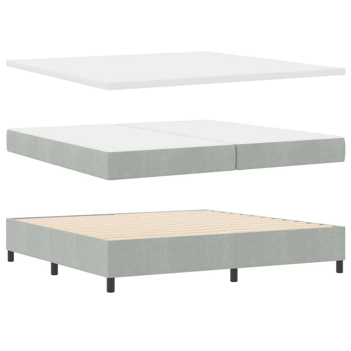 Boxspringbett mit Kopfteil Hellgrau 200 x 200 cm Samt