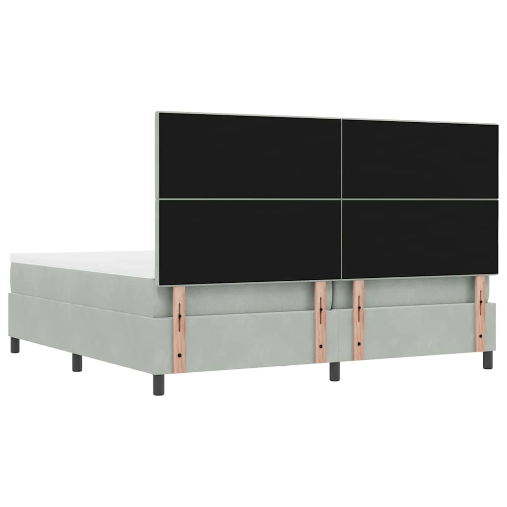 Boxspringbett mit Kopfteil Hellgrau 200 x 200 cm Samt