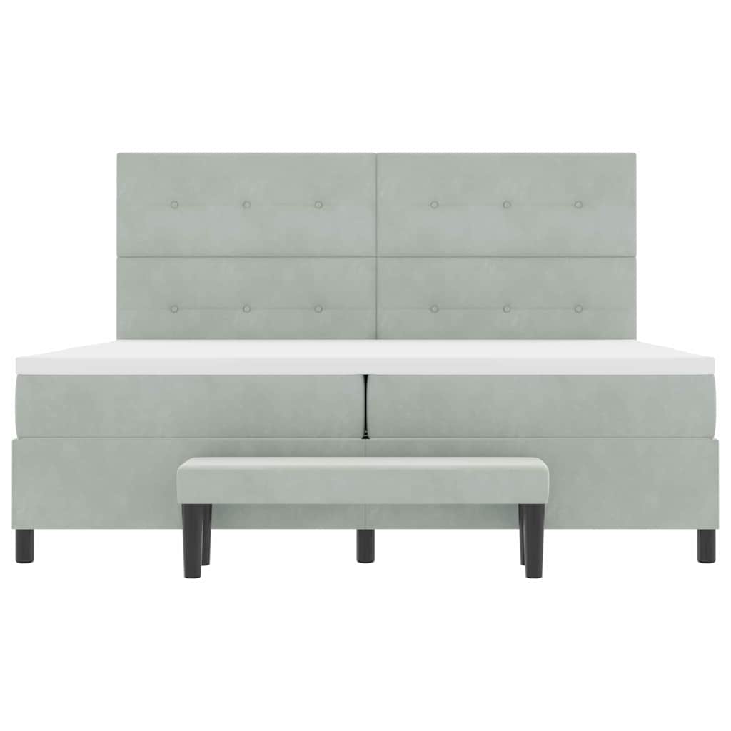 Boxspringbett mit Kopfteil Hellgrau 200 x 200 cm Samt