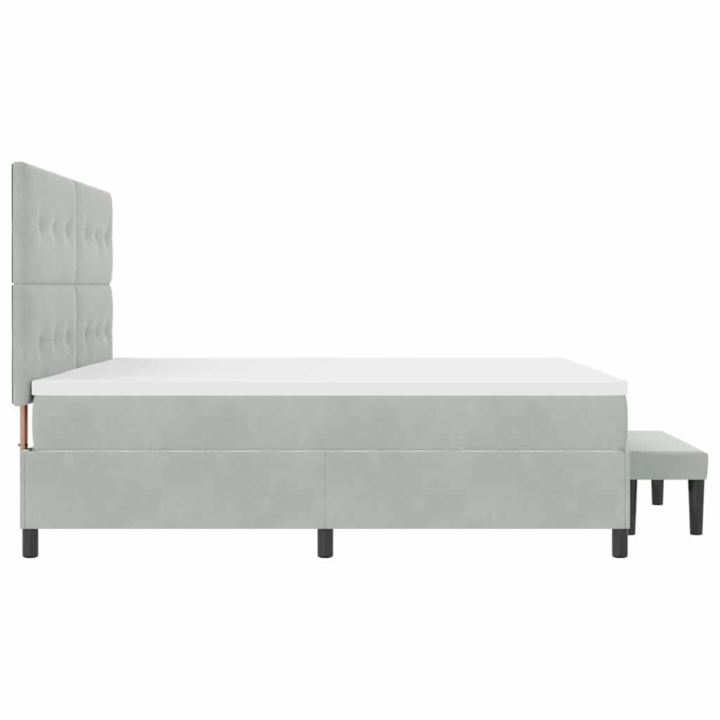 Boxspringbett mit Kopfteil Hellgrau 200 x 200 cm Samt