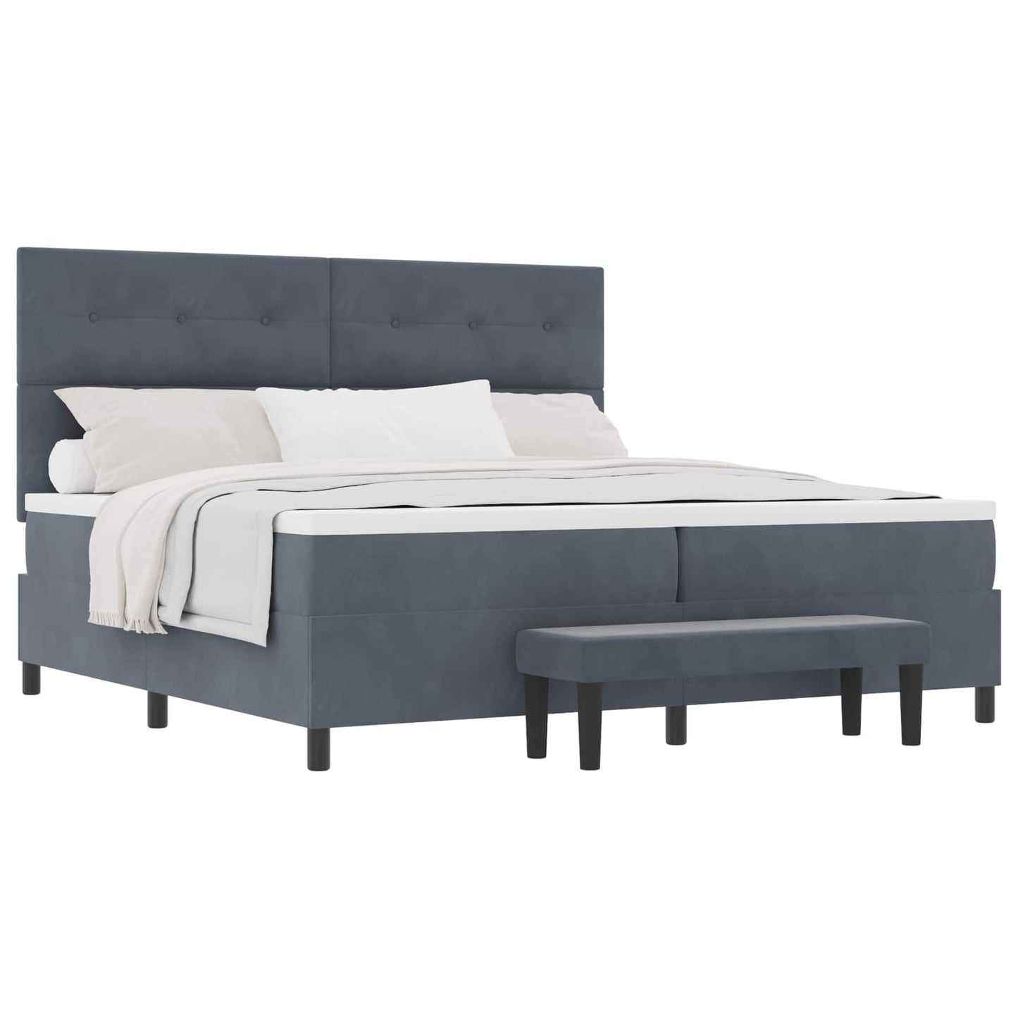 Boxspringbett mit Kopfteil Dunkelgrau 200 x 200 cm Samt