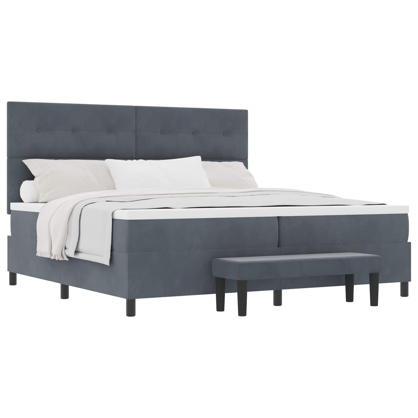 Boxspringbett mit Kopfteil Dunkelgrau 200 x 200 cm Samt