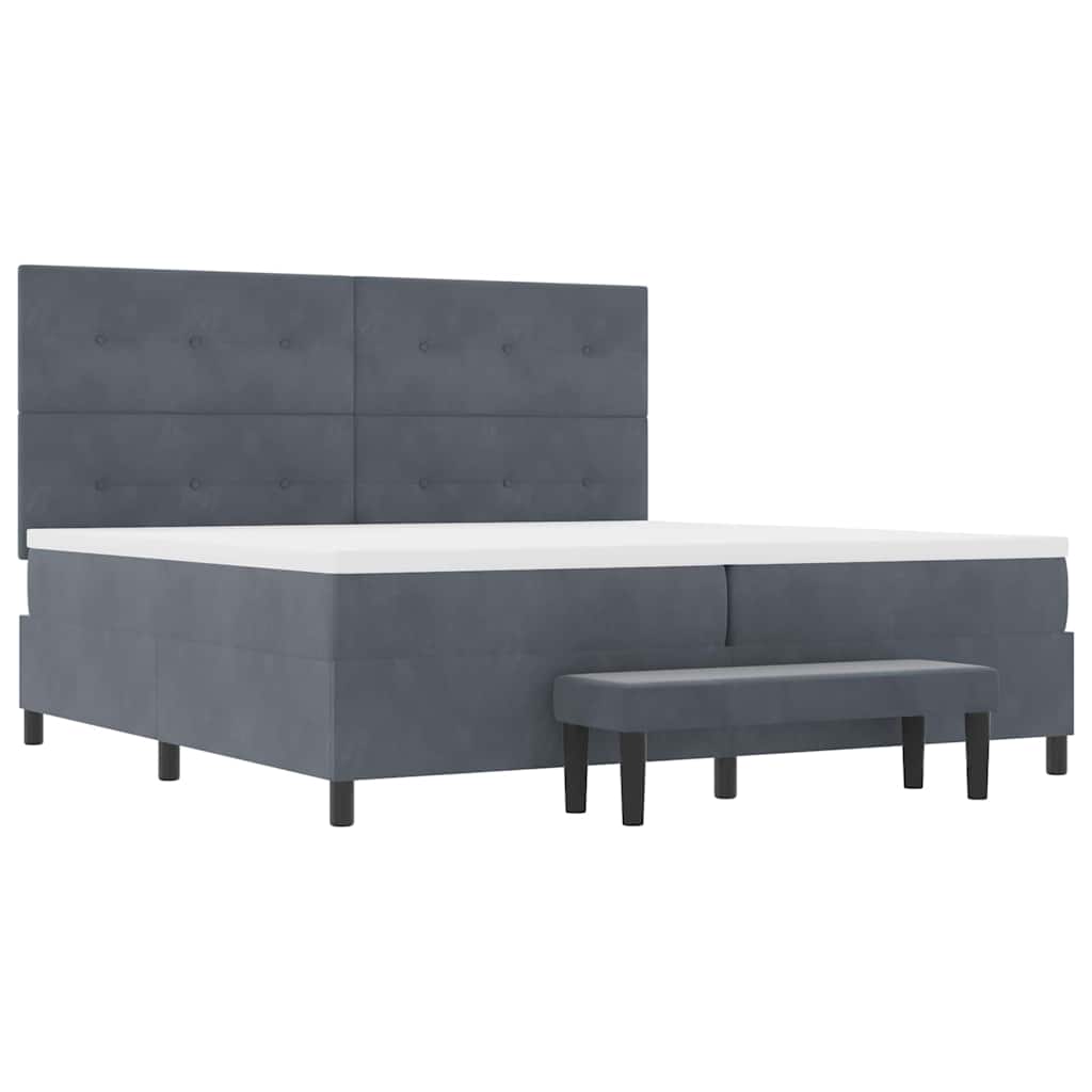 Boxspringbett mit Kopfteil Dunkelgrau 200 x 200 cm Samt