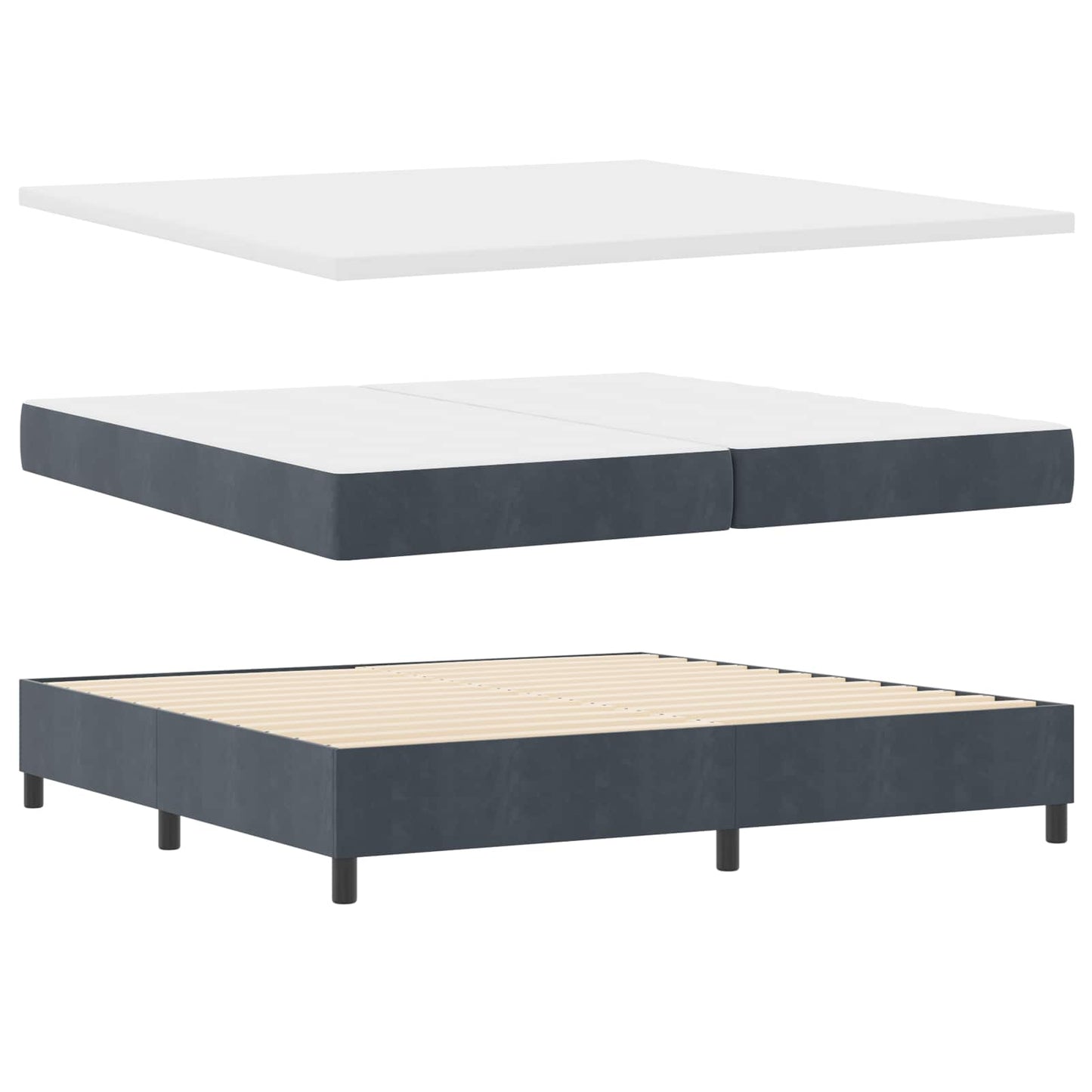 Boxspringbett mit Kopfteil Dunkelgrau 200 x 200 cm Samt