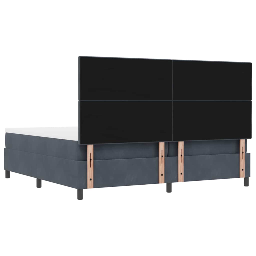 Boxspringbett mit Kopfteil Dunkelgrau 200 x 200 cm Samt