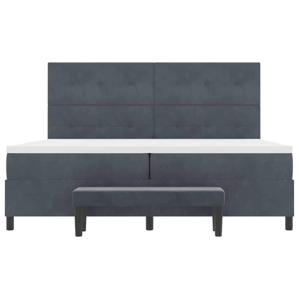 Boxspringbett mit Kopfteil Dunkelgrau 200 x 200 cm Samt