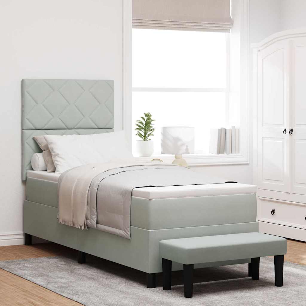 Boxspringbett mit Kopfteil Hellgrau 200 x 80 cm Samt