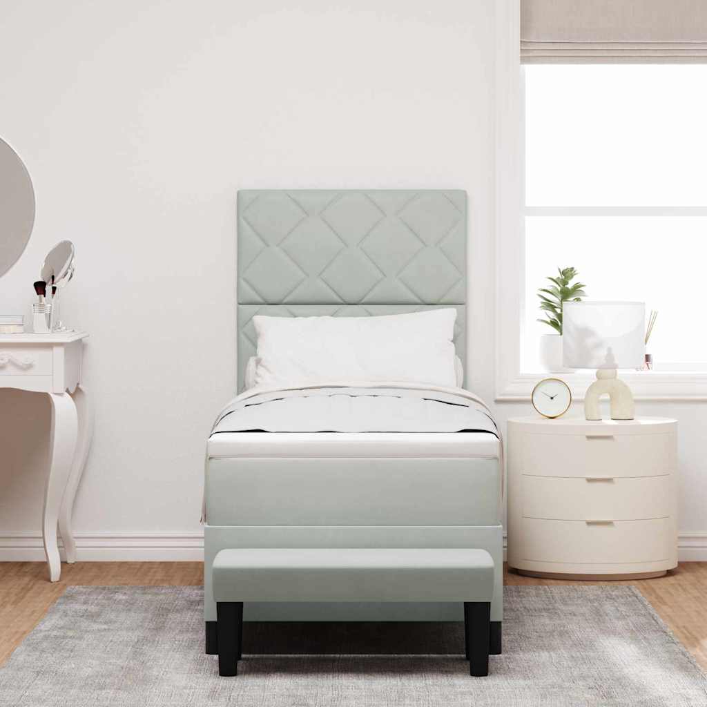Boxspringbett mit Kopfteil Hellgrau 200 x 80 cm Samt
