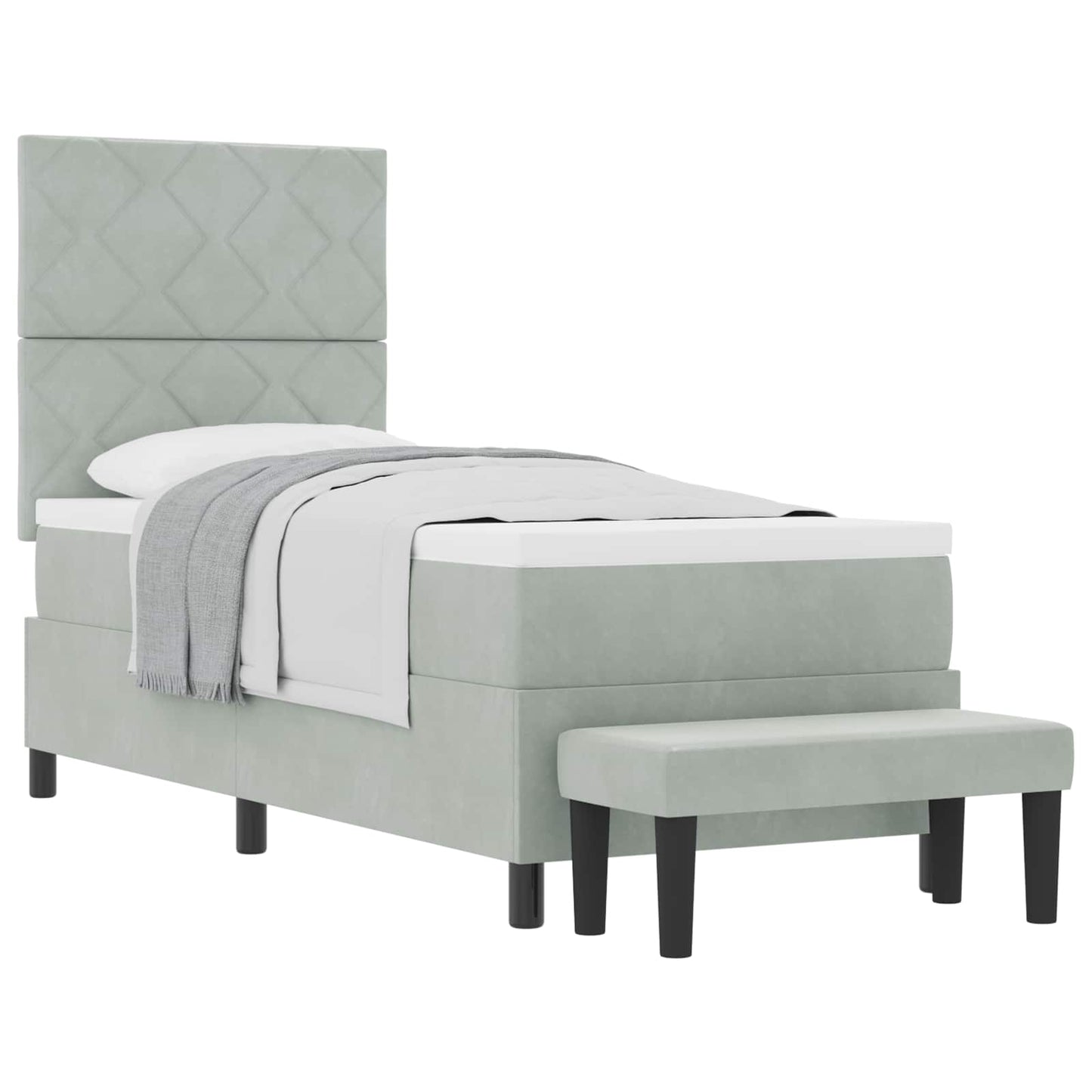 Boxspringbett mit Kopfteil Hellgrau 200 x 80 cm Samt