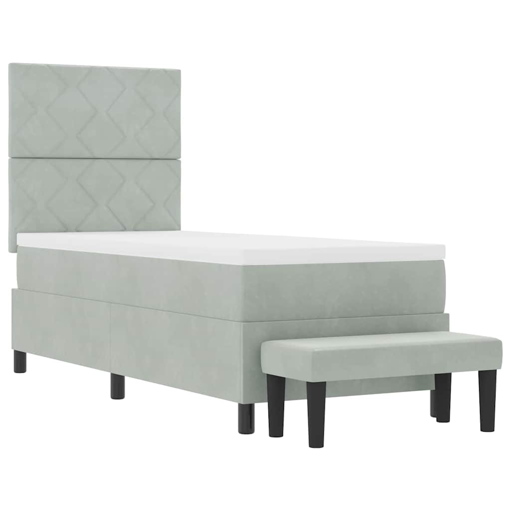 Boxspringbett mit Kopfteil Hellgrau 200 x 80 cm Samt