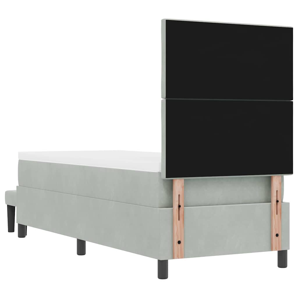Boxspringbett mit Kopfteil Hellgrau 200 x 80 cm Samt