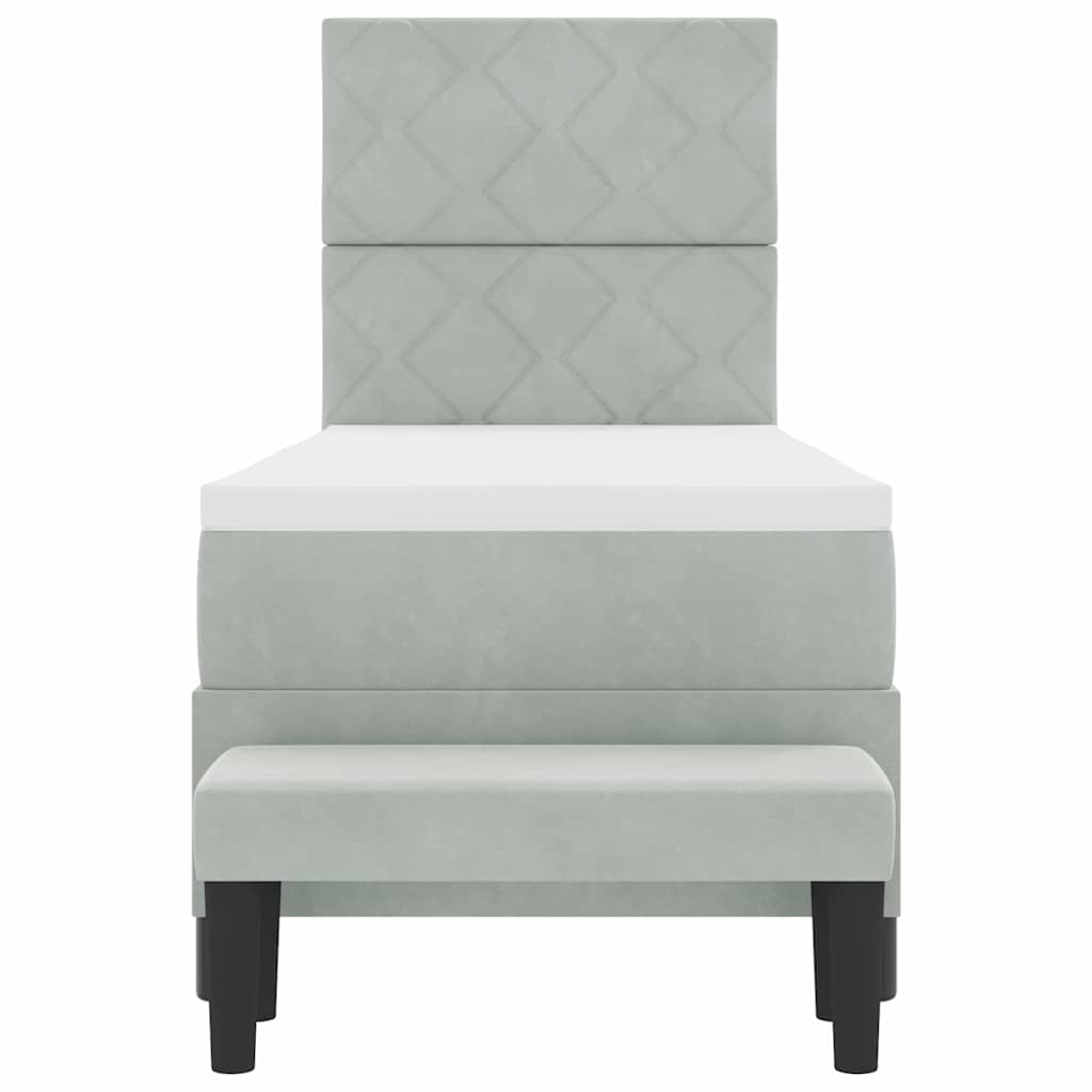 Boxspringbett mit Kopfteil Hellgrau 200 x 80 cm Samt