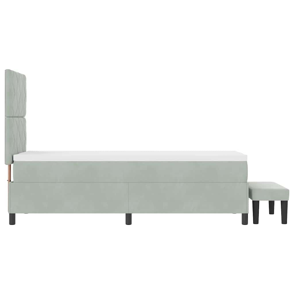 Boxspringbett mit Kopfteil Hellgrau 200 x 80 cm Samt