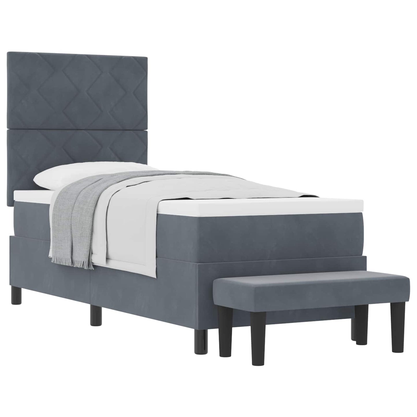 Boxspringbett mit Kopfteil Dunkelgrau 200 x 80 cm Samt