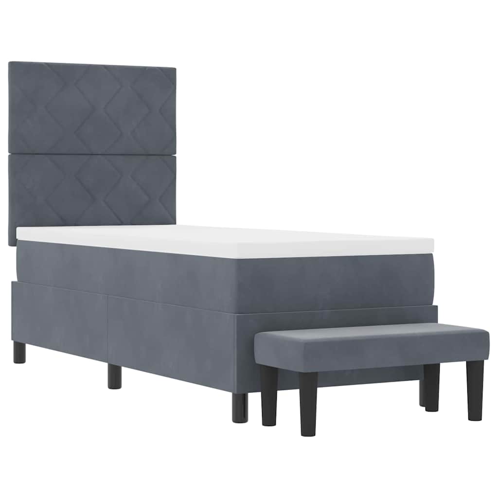 Boxspringbett mit Kopfteil Dunkelgrau 200 x 80 cm Samt