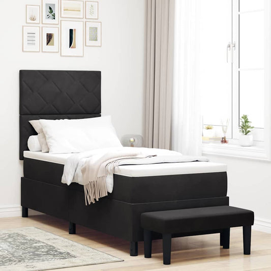 Boxspringbett mit Matratze Schwarz 80 x 200 cm Samt
