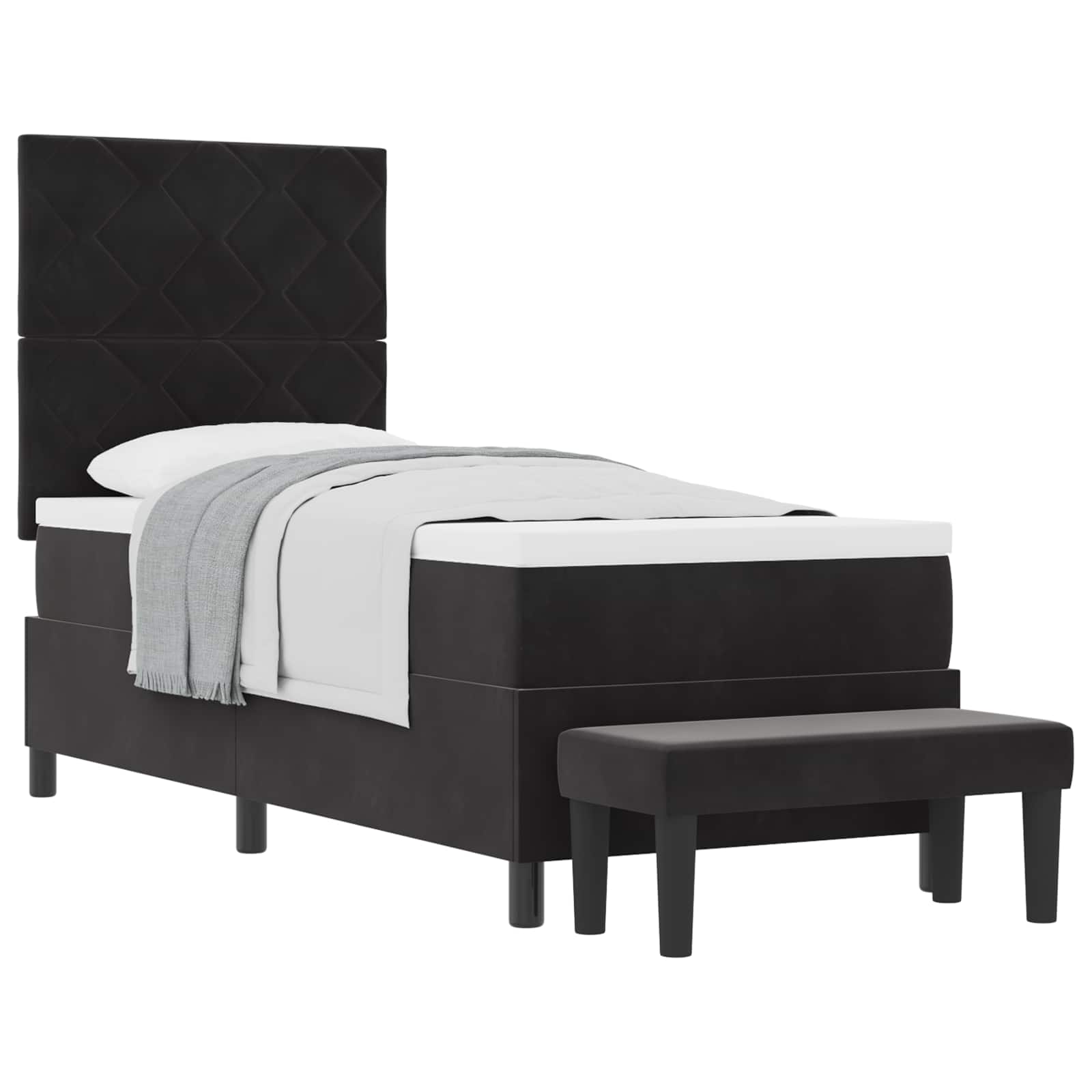 Boxspringbett mit Kopfteil Schwarz 200 x 80 cm Samt