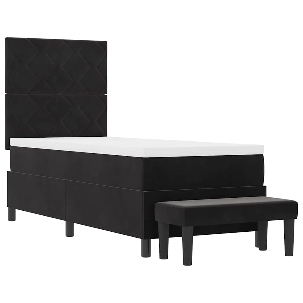 Boxspringbett mit Matratze Schwarz 80 x 200 cm Samt