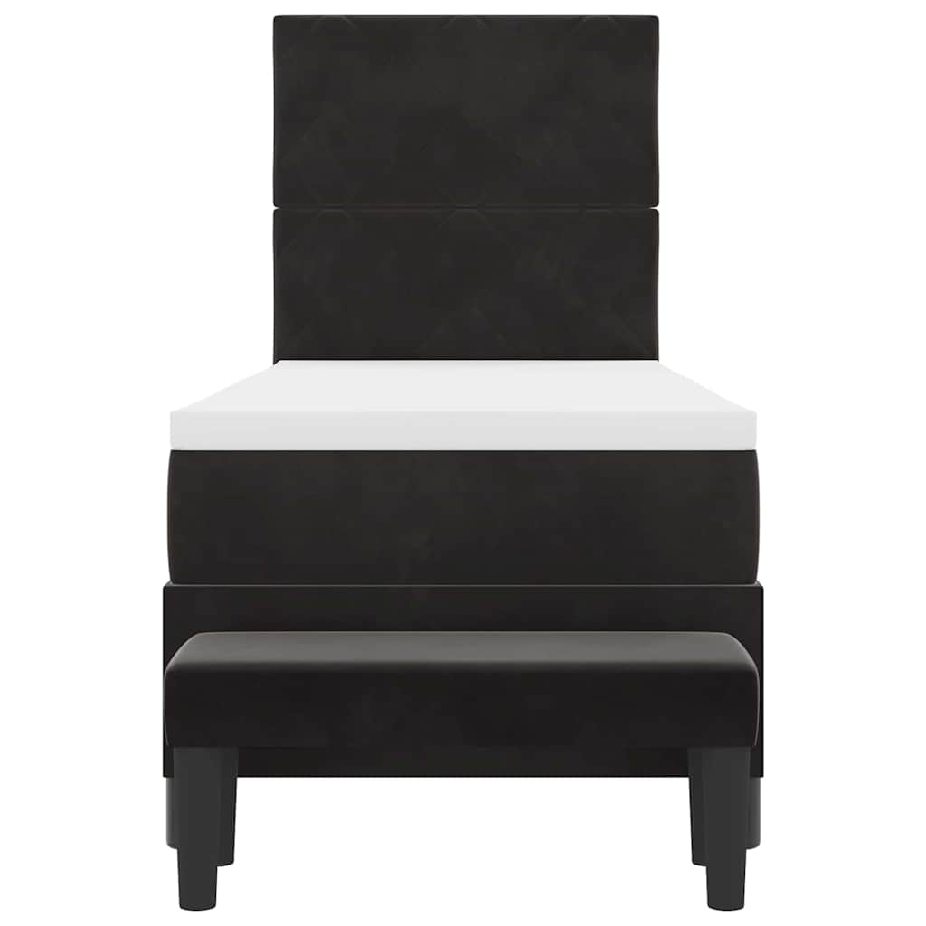 Boxspringbett mit Matratze Schwarz 80 x 200 cm Samt