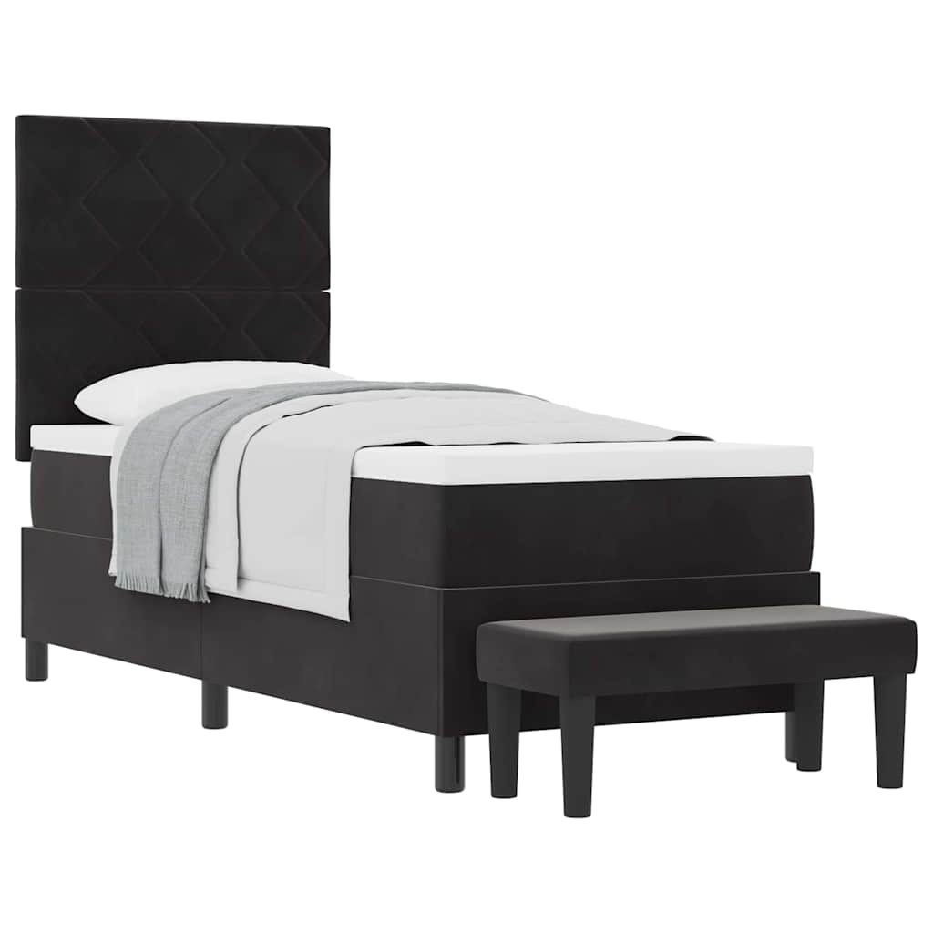 Boxspringbett mit Matratze Schwarz 80 x 200 cm Samt