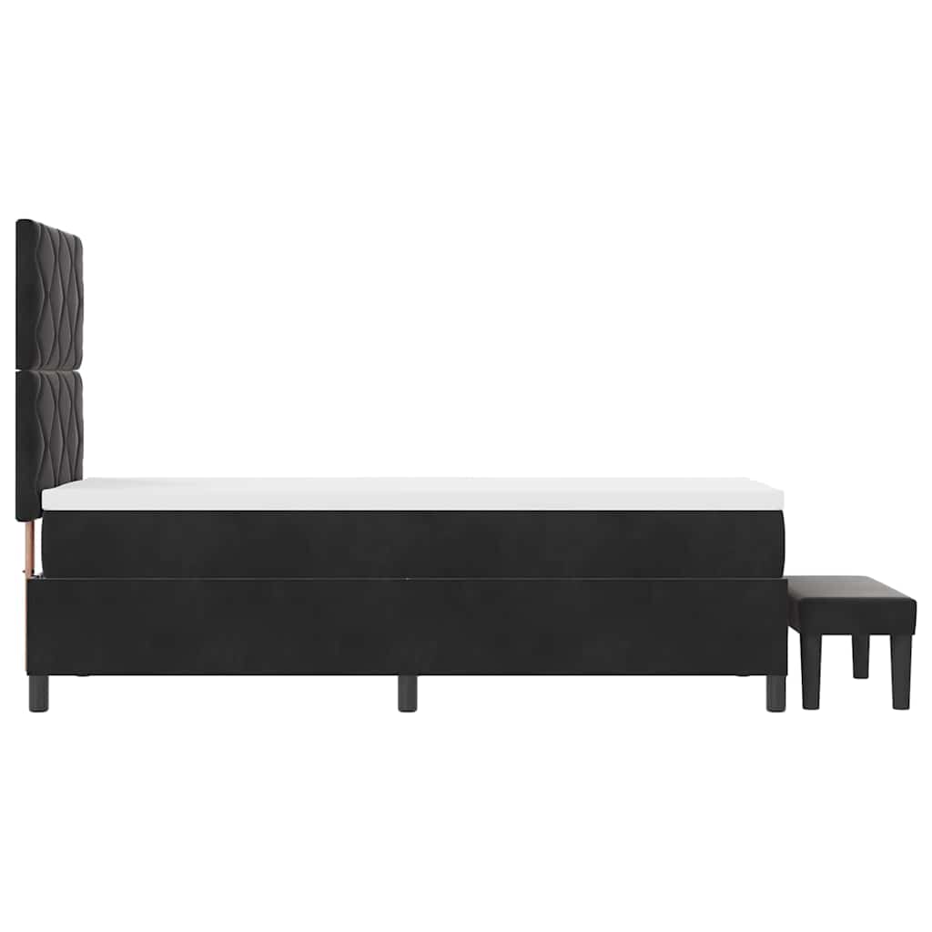 Boxspringbett mit Matratze Schwarz 80 x 200 cm Samt