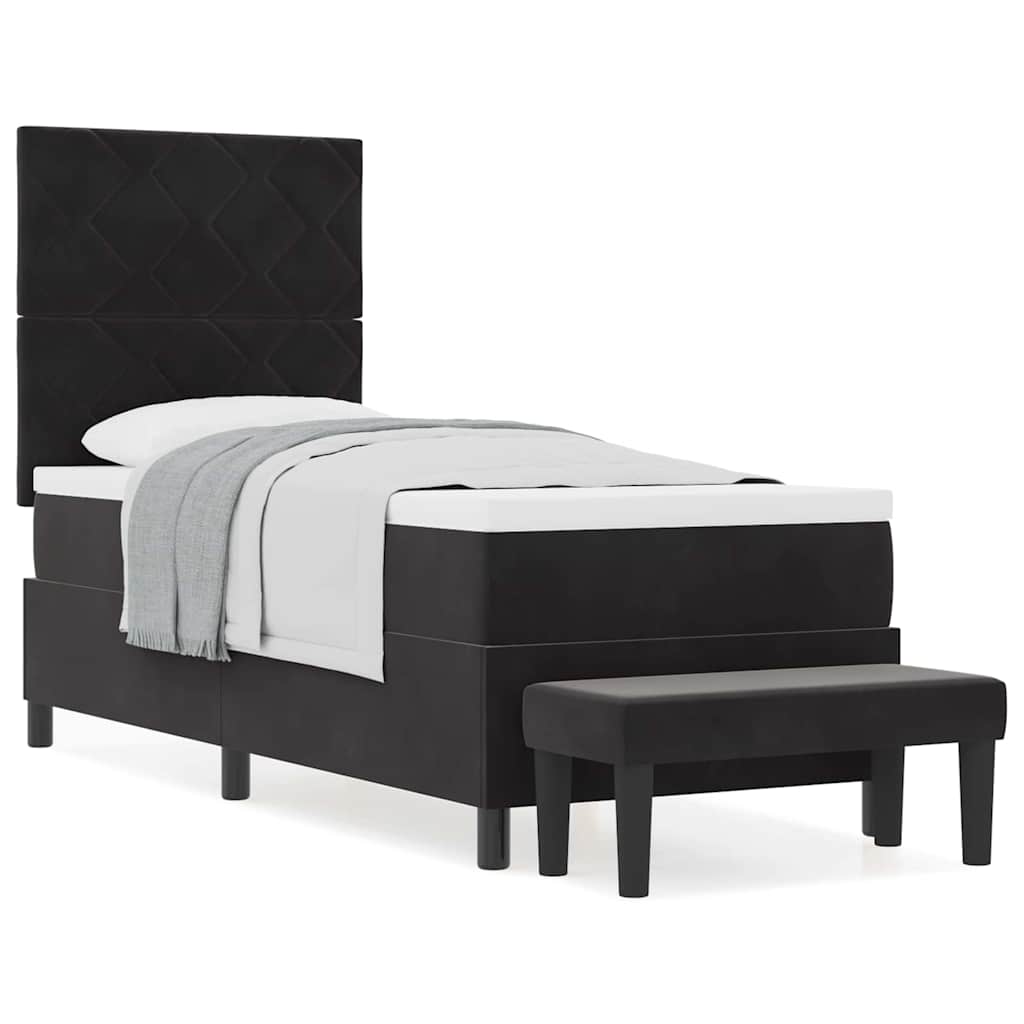 Boxspringbett mit Matratze Schwarz 80 x 200 cm Samt