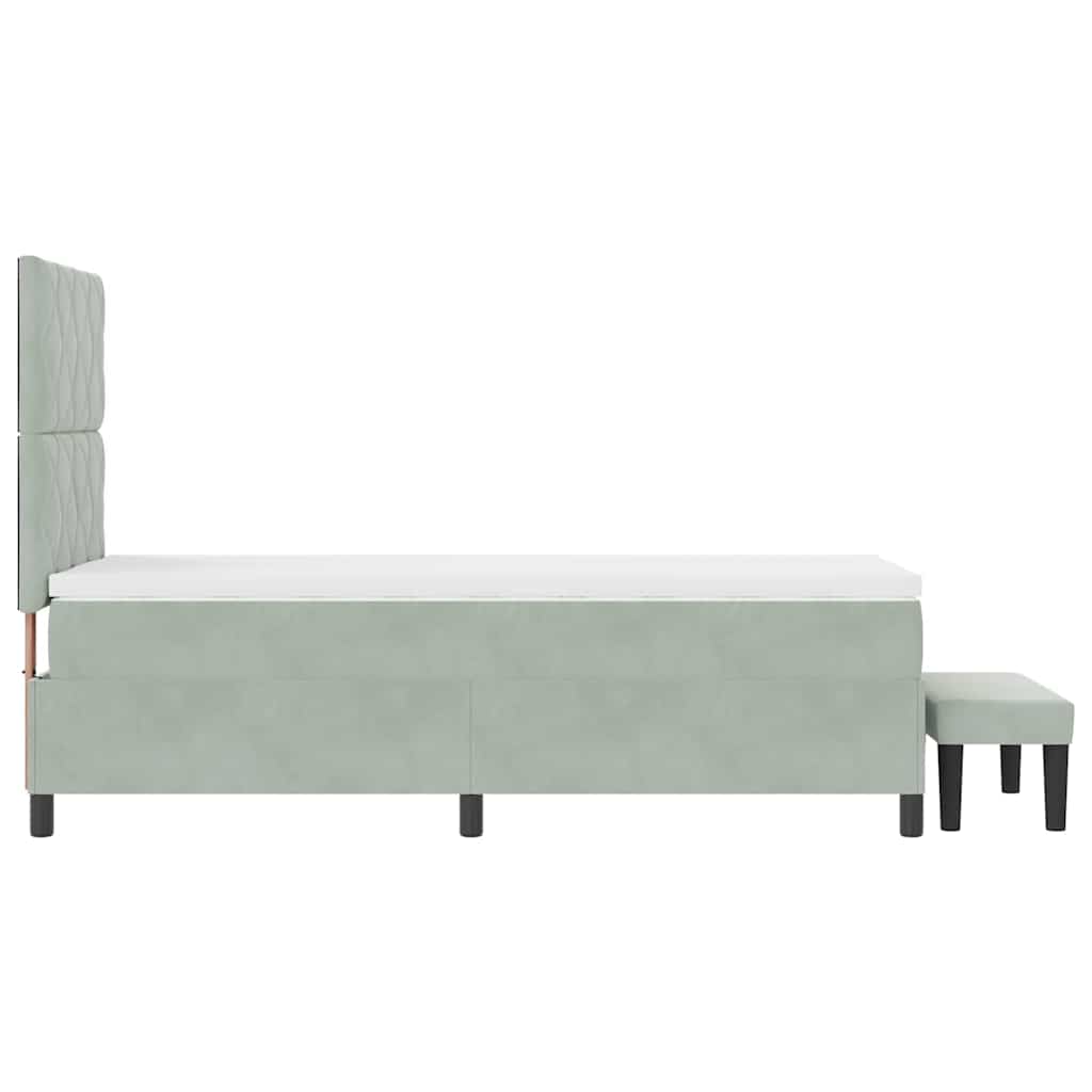 Boxspringbett mit Kopfteil Hellgrau 190 x 90 cm Samt