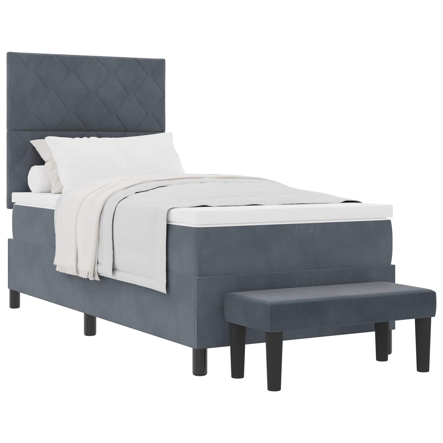 Boxspringbett mit Kopfteil Dunkelgrau 190 x 90 cm Samt